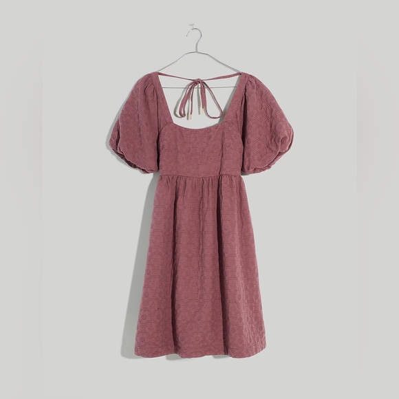 MADEWELL Women’s Floral Quilted Puff-Sleeve Doll Mini Dress in Fig Multi Jaq Lg - Picture 4 of 15